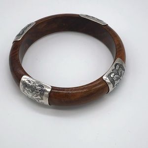 Silpada Wood and Stamped Sterling Silver Bracelet